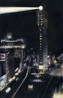 Urbanization Gallery: Times Square at night, about 1900