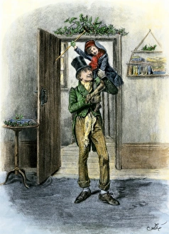 Fiction Prints: Tiny Tim carried in celebration