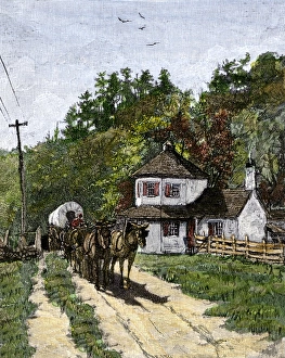 Covered Wagon Gallery: Toll-gate on the National Road