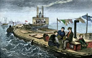Steam Boat Gallery: Towing Erie Canal barges on the Hudson River
