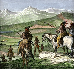 Rockies Collection: Transcontinental railroad observed by Native Americans