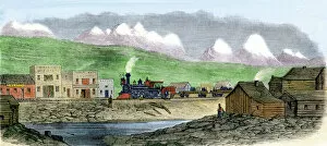 Village Collection: Transcontinental railroad in a Wyoming frontier town
