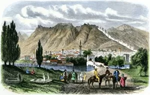 Minaret Gallery: Travelers on the road to Antioch, 1800s