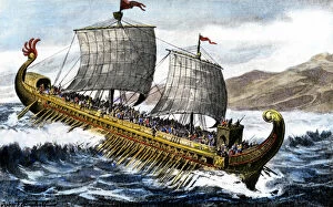 Mediterranean Sea Gallery: A trireme, used by the ancient Greeks and Romans