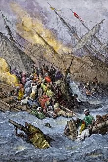 Sea Battle Gallery: Turkish defeat in the Battle of Lepanto, 1571