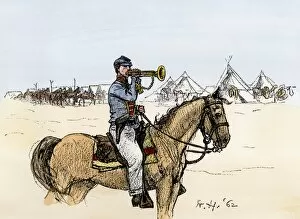Camp Collection: Union cavalry bugler, Civil War