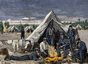 Eating Collection: Union soldiers at Camp Cameron, Civil War