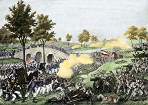 Bridge Prints: Union troops battling their way across Burnside Bridge in the Battle of