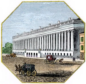 Horsedrawn Carriage Gallery: U.S. Treasury Building, Washington DC, 1850s