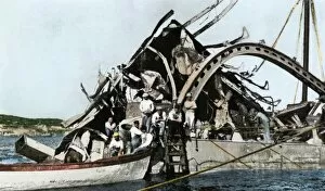 Steam Ship Gallery: USS Maine wreckage in Havana harbor, 1898