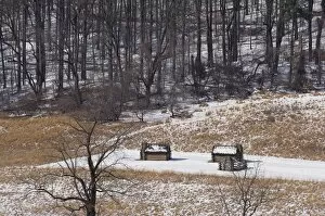 Replica Gallery: Valley Forge cabins in the snow