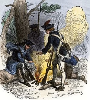 Continental Army Collection: Valley Forge campfire, Revolutionary War