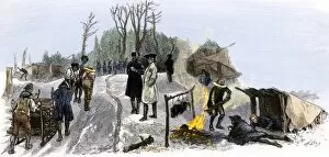Continental Army Gallery: Valley Forge soldiers trying to keep warm