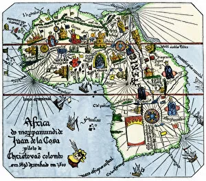 Cartography Gallery: Vasco da Gamas route around Africa, 1400s