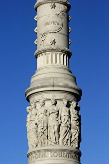 Surrender Prints: Detail of the Victory monument at Yorktown battlefield