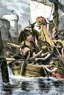 France Collection: Viking attack on Paris, France, 885 AD