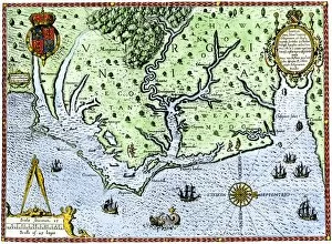 Outer Banks Gallery: Virginia map, 1588