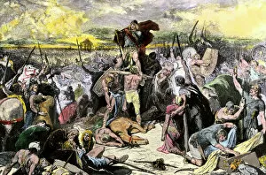 French history Collection: Visigoths and Romans defeating the Huns at Chalons