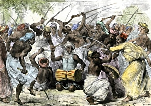 War-dance of the Sultan of Zanzibars irregular troops