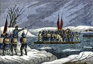 Trenton Gallery: Washingtons army crossing the Delaware River, 1776
