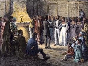 Log Cabin Gallery: Wedding of former slaves in the South, 1870s