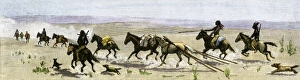Rider Prints: Western Plains Indians using the travois to move across the Great Plains