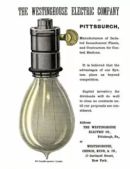 Electricity Gallery: Westinghouse light bulb ad, 1886