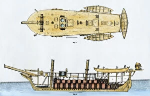 Atlantic Ocean Gallery: Whaling ship diagram, 1800s