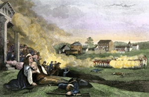 Wife holding her dying husband at the Battle of Lexington
