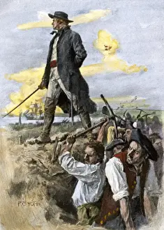 William Prescott in command of American Minutemen defending Bunker Hill