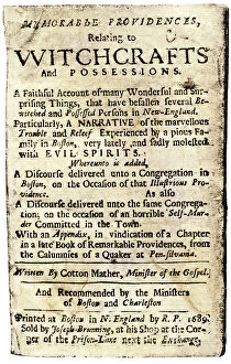 Massachusetts Bay Colony Gallery: Witchcraft book by Cotton Mather, 1689