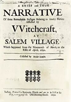 Salem Witchcraft Gallery: Witchcraft at Salem Village title page, 1692