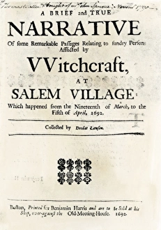 Evil Spirits Gallery: Witchcraft at Salem Village title page, 1692