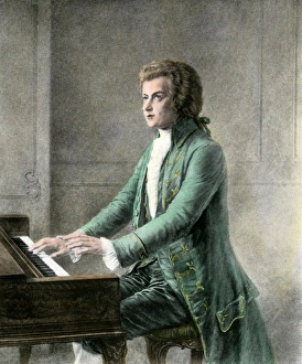 Music And Art Prints: Wolfgang Amadeus Mozart at the keyboard