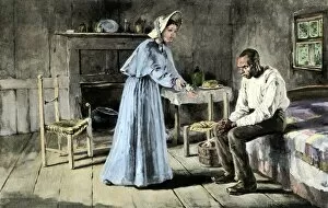 Woman urging a slave to escape