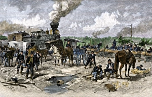 Locomotive Prints: Wounded troops transported by train after the battle of Fair Oaks