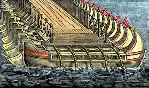 Mid East Collection: Xerxes bridge of boats across the Hellespont, 480 BC