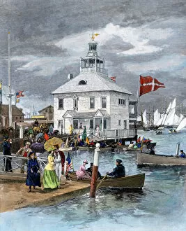 Images Dated 8th December 2011: Yacht club in Newport, Rhode Island, 1880s