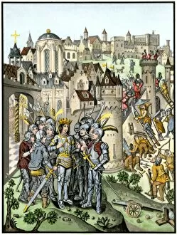 100 Years War Collection: Hundred Years War siege of a town in Burgundy