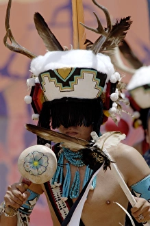 Hunting Prints: Zuni Pueblo Red-Tailed Hawk Dancer performing the Deer Dance at the Gallup